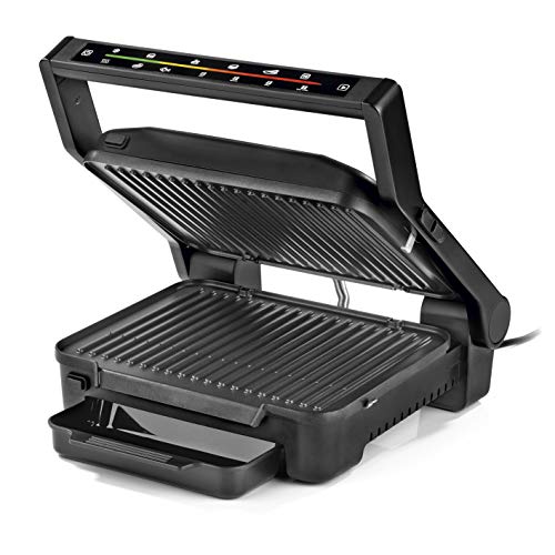 N8WERK Digital-Kontakt-Grill in der Midnight Edition | 6 Grill-Programme | 2000W | Touch-Display mit LED-Farbcountdown | abnehmbare Grillplatten | Antihaftbeschichtung | Fettauffangschale von N8WERK