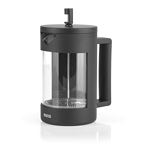 N8WERK Kaffeebereiter Midnight Edition | French Press | 800ml Füllmenge | Für 3-5 Tassen | Klassischer Kaffeegenuss für Zuhause durch vollmundiges Aroma | Edelstahlfilter von N8WERK