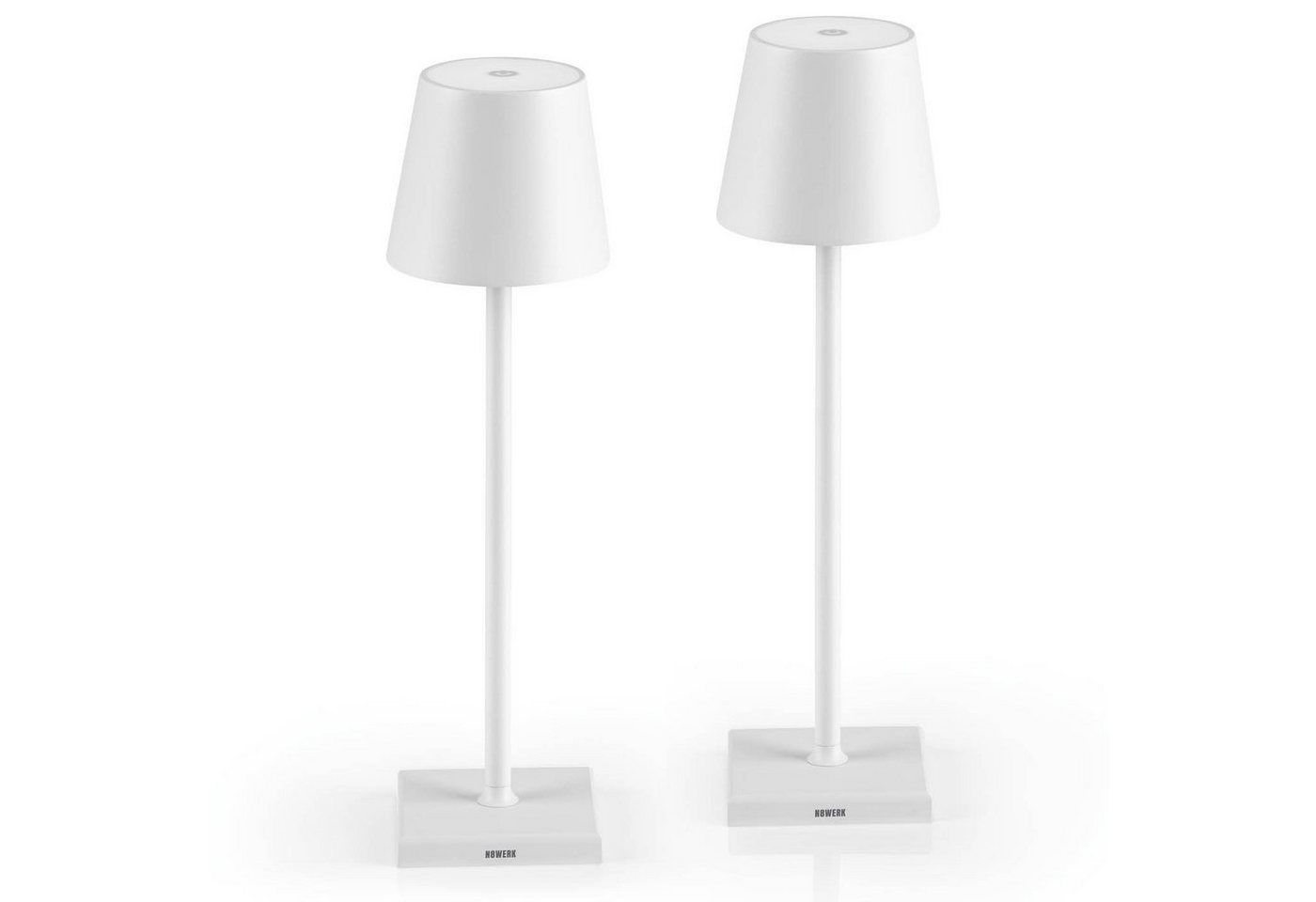 N8WERK LED Nachttischlampe LED-Akku-Tischlampe - 2er Set - weiß von N8WERK