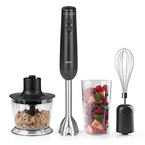 N8WERK Stabmixer in der Midnight Black Edition | 3 Aufsätze: Pürierstab mit 3-fach Edelstahlklingen, Multizerkleinerer mit 500 ml-Behälter & Schneebesen | 1200 Watt | Inkl. 700 ml Messbecher N8WERK Stabmixer in der Midnight Black Edition | 3 Aufsätze: Pürierstab mit 3-fach Edelstahlklingen, Multizerkleinerer mit 500 ml-Behälter & Schneebesen | 1200 Watt | Inkl. 700 ml Messbecher von N8WERK
