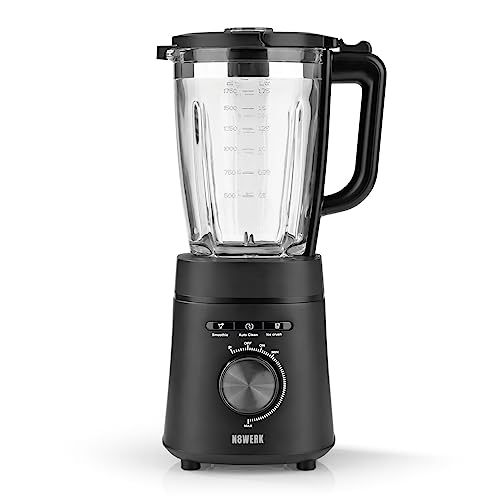 N8WERK Standmixer in der Midnight Edition | 3 Programme: Smoothie, Ice Crush, Auto Clean | 6-fach Edelstahlklingen | 1750 ml Glasbehälter mit Verschlussdeckel | 1200 W | 22.000 U/min von N8WERK