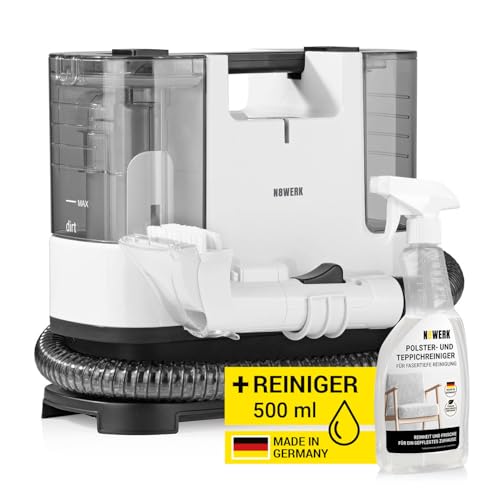 N8WERK Waschsauger Portable Clean | Inkl. Reinigungsmittel | Polster- und Teppichreiniger, leicht und kompakt | Fleckenentferner, leistungsstarker 400 Watt Motor, Frisch- und Schmutzwassertank von N8WERK