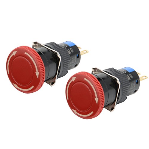 2 Stück AC 250 V 0,5 A SPDT 16 mm Verriegelung Notausschalter Pilzschalter von NA