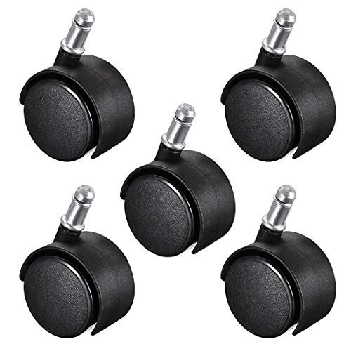 2 Zoll drehbare Rollen Nylon Twin Wheel Universal 11 mm x 22 mm Stem Caster Black 5 Stück von NA