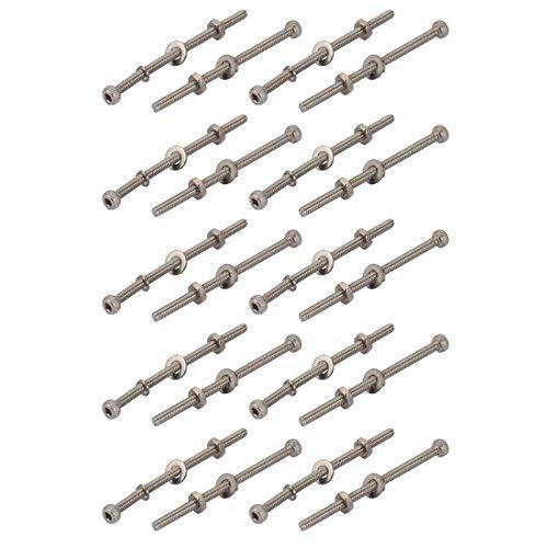 20 Stück M2 x 35 mm 304 Edelstahl gerändelt Sechskantmuttern Set mit Unterlegscheiben von NA