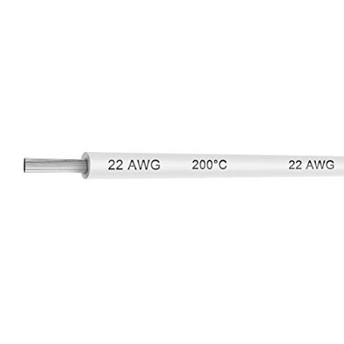 22 AWG Silikon Draht, 22 Gauge Elektrisches Kabel – weich und flexibel, 60 Litzen, 0,08 mm, verzinnter Kupferdraht, hohe Temperaturbeständigkeit, Weiß von NA
