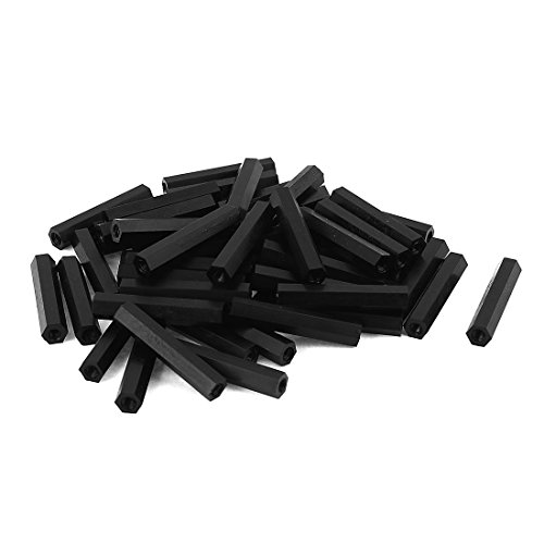 A15071500ux0032 M3 x 30 mm Gewinde weiblich Nylon Hex Standoff Spacer Pillar schwarz (50 Stück) von NA