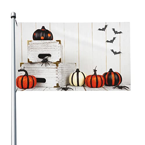 Fahnen, Fröhliches Halloween Flagge 5 Fuß x 3 Fuß mit Ösen Banner Polyester Gartenflaggen Hauswandflaggen für drinnen und draußen von NA-