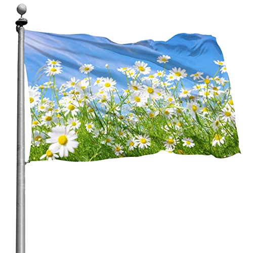 Fahnen, Frühlings-Gänseblümchen Flagge 5 Fuß x 3 Fuß mit Ösen Banner Polyester Gartenflaggen Hauswandflaggen für drinnen und draußen von NA-