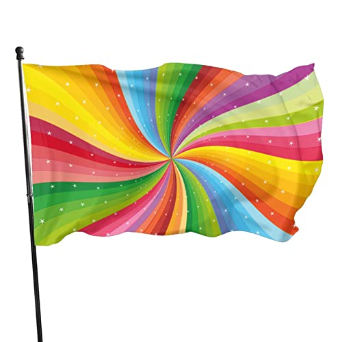 Flagge 150x90cm, Outdoor Windward Fahne, Lebendiges Farbbanner Gartenflagge Spiralförmiger Regenbogen Dekorative Flagge, Hochwertige Polyester Yard Fahne, Lustige Große Flagge, Outdoor-Dekoration von NA-