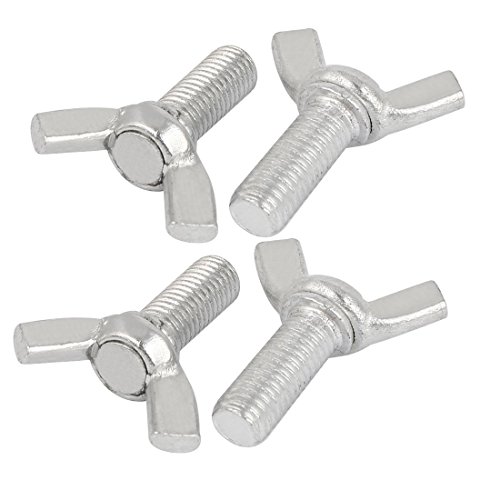 M10 x 25 mm Flügelschraube aus Kohlenstoffstahl, Muttern, Flügelschrauben, silberfarben, 4 Stück von NA