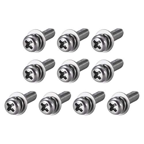 M4 x 14 mm Edelstahl Phillips Zylinderkopf Zylinderkopfschrauben kombinierbar mit einer Federscheibe und flachen Unterlegscheiben, 10 Stück von NA
