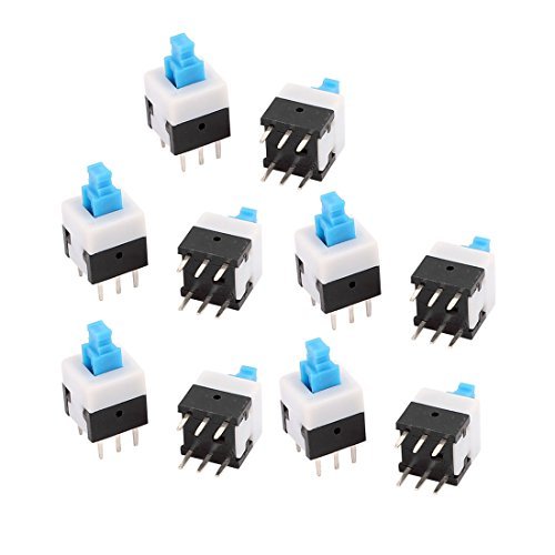 NA 10 Stück 6-polig, quadratisch, 8 mm x 8 mm, Mini-Taste, DPDT, selbstsichernd von NA