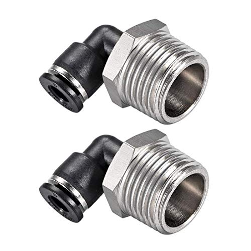 Push to Connect Tube Fitting Male Elbow 6 mm OD X 1/2 NPT Thread Pneumatic Air Push Fit Lock Fitting 2 Stück von NA