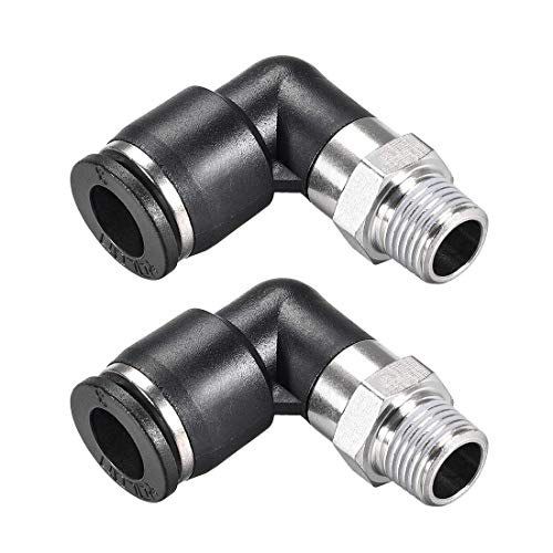 Push to Connect Tube Fitting Male Elbow 8 mm Tube OD X 1/8 NPT Thread Pneumatic Air Push Fit Lock Fitting 2 Stück von NA