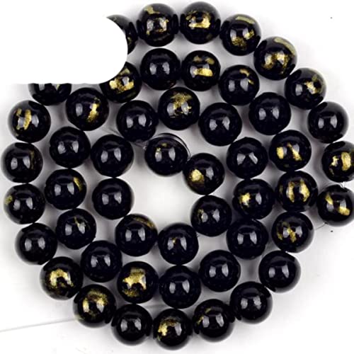 4/6/8/10 mm natürliche schwarze Lapislazuli-Jade-runde lose Perlen für die Schmuckherstellung Abstandsperlen diy Armbänder Zubehör 15 Zoll-schwarze Jade, 4 mm, ca. 91 Stück von NAABHIKA