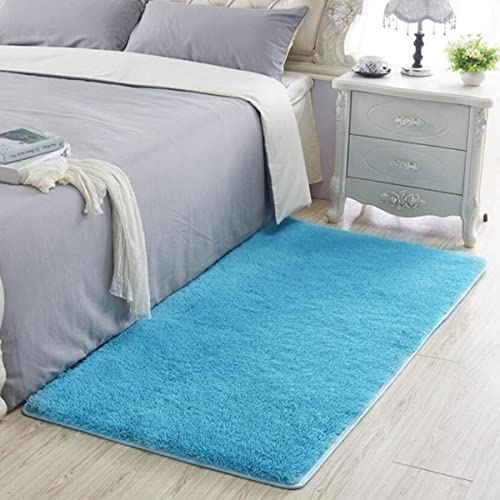 Große Größe Badezimmerteppich Bodenteppich Schlafzimmern Badezimmermatte Sofa Teppich 1pcs Rechteck Solide Badematte Türvorleger-Blau,ca. 80x200cm von NAABHIKA