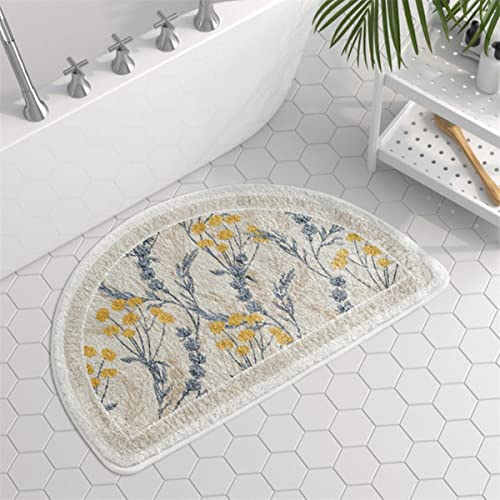 NAABHIKA Halbkreis-Blumen-Blumen-Duschmatte Mikrofaser-Badewannen-Bodentür-Grün-Eingangsmatten-Teppich für Absorb Home-Badezimmer-Matte-M2,L60xW40cm von NAABHIKA