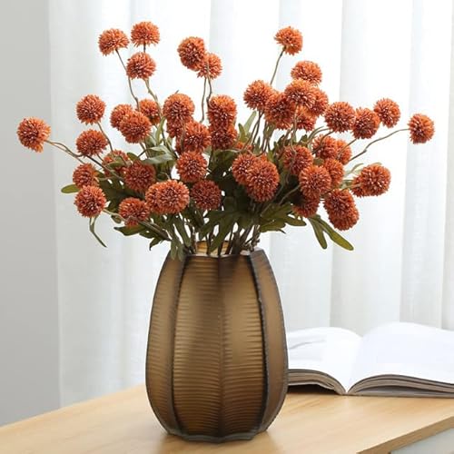 NAABHIKA Mini Rohseide Kunstblume 5 Kopf Löwenzahn Ball Chrysantheme Hotel Home Hochzeit Party Weihnachtsdekoration-dunkelgelb,3pc von NAABHIKA