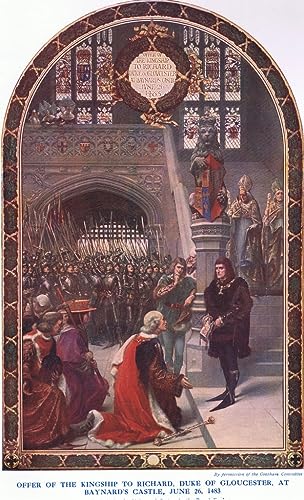 NAAYRASA Berühmte Gemälde Ölgemälde auf Leinwand Retro Wandkunstdruck Angebot des Königtums an Richard von Gloucester auf Baynards Castle von Sigismund Christian Hubert Goetze 60x90cm von NAAYRASA