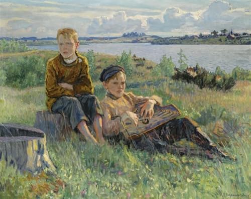 NAAYRASA Berühmte Gemälde Ölgemälde auf Leinwand Retro Wandkunstdruck Zwei jungen von nikolay Petrovich Bogdanov-belsky Abstrakte Gemälde für Heimtextilien 60x90cm NAAYRASA Berühmte Gemälde Ölgemälde auf Leinwand Retro Wandkunstdruck Zwei jungen von nikolay Petrovich Bogdanov-belsky Abstrakte Gemälde für Heimtextilien 60x90cm von NAAYRASA