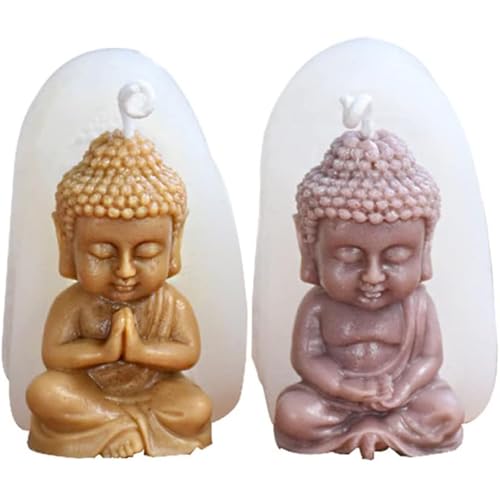 2 Stück Kerzen Silikonform, Kerzenform Gießform, Buddha Statue Silikonform, Kerzen Formen Silikonform Buddhismus Buddha-Statue für Herstellung von Kerzen, Kunsthandwerk von Homefantasy