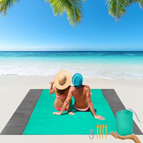 NABIYE Stranddecke, 274 x 243 cm, wasserdicht, sanddicht, Picknickdecke für 4–6 Erwachsene, übergroße, leichte Strandmatte, große und kompakte Picknickmatte für Reisen, Camping, Wandern, Strand von NABIYE