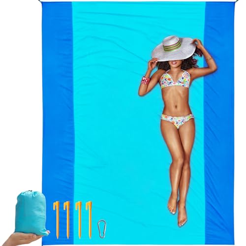 NABIYE Strandmatte Stranddecke Sandfrei 304 x 270cm, Extra Große strapazierfähige Nylon Spinnmaterial kompakte Strandmatte leicht schnell trocknend für Reisen, Camping, Strandurlaub Blau NABIYE Strandmatte Stranddecke Sandfrei 304 x 270cm, Extra Große strapazierfähige Nylon Spinnmaterial kompakte Strandmatte leicht schnell trocknend für Reisen, Camping, Strandurlaub Blau von NABIYE