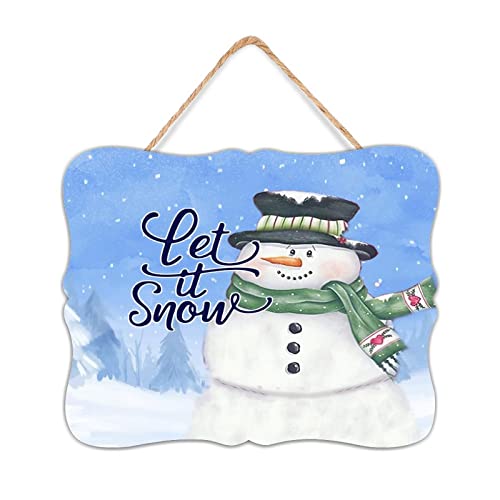 Happy Winter Let It Snow Merry Christmas Wanddekoration Schilder inspirierende Holzschild Schild Dekorative Winter Xmas Season Segen Geschenk Wandkunst Holzschild Wohnkultur für Innenhaus 8 x 10 von NABRAND