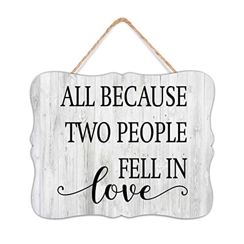 NABRAND Distressed Room Decor Established Wood Sign All Because Two People Fell In Love Motivierende Wandkunst Holzschild 20,3 x 25,4 cm Holzschilder Home Decor für Regal Pantry von NABRAND