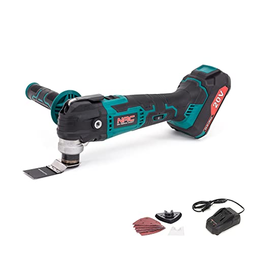 NAC Multifunktionswerkzeug 20 V - Oszillationswerkzeug mit 6-stufige Drehzahlregelung - Multitool Set mit Zubehör zum Schneiden und Schleifen - Akku und Ladegerät im Set - NEW AMERICAN CONCEPT NAC Multifunktionswerkzeug 20 V - Oszillationswerkzeug mit 6-stufige Drehzahlregelung - Multitool Set mit Zubehör zum Schneiden und Schleifen - Akku und Ladegerät im Set - NEW AMERICAN CONCEPT von NAC NEW AMERICAN CONCEPT