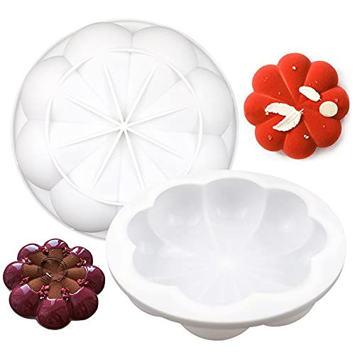 2 Stück Silikon Blume Kuchenform, NALCY Premium Qualität Silikon Kuchenform, Silikon Backform, Kuchenform für Muffins, Brownies, Schokolade, Gelee, Kuchen, Pudding, Seife, Cupcake, Weiß von NACCY