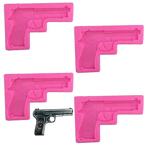 4 Stück Silikonformen in Pistolenform, NALCY Silikonform für Fondant, Schokolade, Dessert, Zum Backen, Schokolade, Süßigkeiten, Zucker, Kuchendekorationen, Wachs, Bastelarbeiten von NACCY