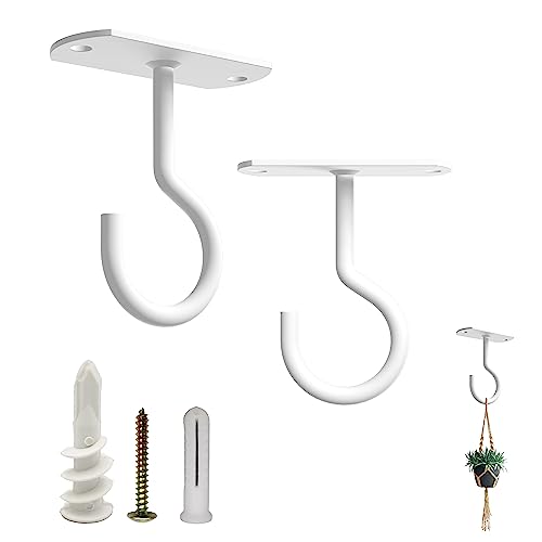 NACETURE Ceiling Hooks Heavy Duty - Plant Hooks for Ceiling Hanging Hooks for Hanging Basket Hooks Light Bird Feeder Wind Chimes Indoor Outdoor Decoration (Weiß, 2er-Set, 2,5 Zoll) von NACETURE