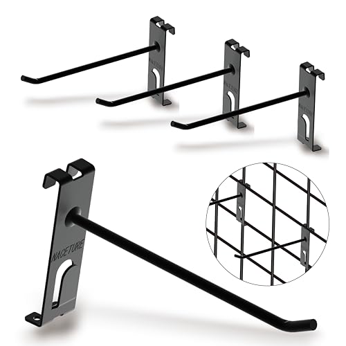 Doppelter Gitterwandhaken - 24 Stück 15,2 cm Display-Haken für Gitterwandpaneel - Gitterwandhaken mit extra Haken an der Unterseite - langlebige Heringshaken, Wandgitterpaneelhaken zum Aufhängen von von NACETURE