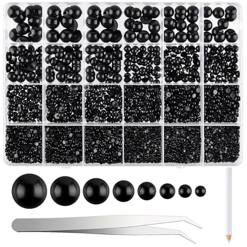 NACHLYNN 12000 Stück Perlen mit Flacher Rückseite 8 Schwarz Größen Halbrunde Perlen Größen Perlen Cabochon für Zum Basteln,Dekorieren, Schuhen Basteln von Handyhüllen NACHLYNN 12000 Stück Perlen mit Flacher Rückseite 8 Schwarz Größen Halbrunde Perlen Größen Perlen Cabochon für Zum Basteln,Dekorieren, Schuhen Basteln von Handyhüllen von NACHLYNN