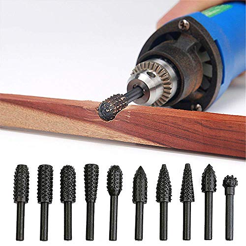 10 Stück Stahl Rotary Frässet 6 mm (1/4 Zoll) Schaft Holz Raspel Bohrer Bit zum Gravieren Schleifen Polieren Fräsen von NACX