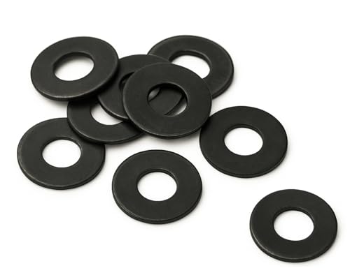 NACX M4 schwarze flache Unterlegscheiben, 304 Edelstahl, Metallscheiben, 4 mm Innendurchmesser, 12 mm Außendurchmesser, 1 mm dick, 200 Stück von NACX