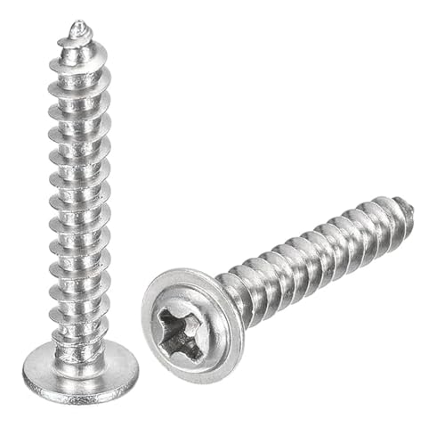 NACX M4 x 25 mm Halsspannkopf-Holzschrauben, 304 Edelstahl, selbstschneidende Schrauben, Kreuzschlitzschrauben, Rundkopfschrauben, Befestigung für Holz, 70 Stück von NACX