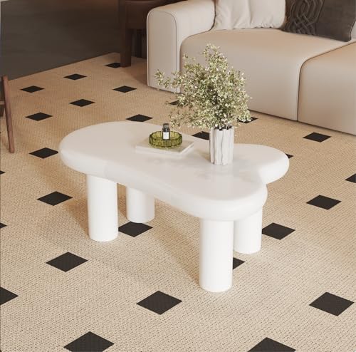 NADEUSAK Couchtisch in Cloud-Form aus MDF mit 16-Farbiger Beleuchtung Schublade – Moderner Wohnzimmertisch, mit Stauraum,70x100cm (Weiß) von NADEUSAK