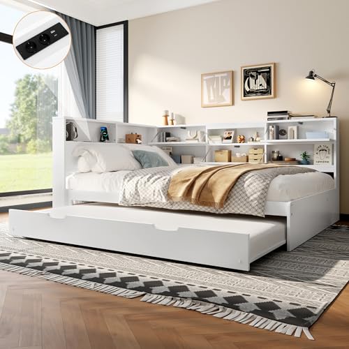 NADEUSAK Daybett Schlafsofa 140x200cm Kopfteil Mit Staufach Ausziehbares Bett Ohne Matratze Weiß NADEUSAK Daybett Schlafsofa 140x200cm Kopfteil Mit Staufach Ausziehbares Bett Ohne Matratze Weiß von NADEUSAK