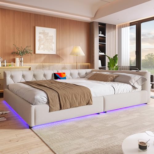 NADEUSAK Schlafsofa 140x200cm Leinen Beige Mit Lattenrost Kopfteil Mit Knopftuft Ohne Matratze NADEUSAK Schlafsofa 140x200cm Leinen Beige Mit Lattenrost Kopfteil Mit Knopftuft Ohne Matratze von NADEUSAK