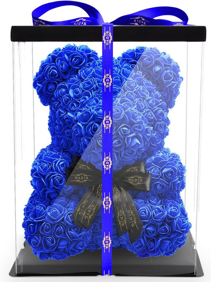 Kunstblume Rosenbär 40 cm inkl. Geschenkbox mit Schleife - Geschenk für Freundin Jahrestag Geburtstag Hochzeit, NADIR, Größe: 40 cm, inklusive Geschenkbox von NADIR