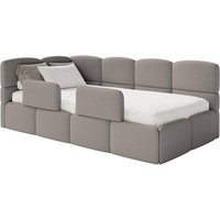NADUVI Collection | Jugendbett inkl. Matratze Chloe links Bouclé 90x200 mit Staufach und Sprossen von NADUVI Collection
