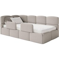 NADUVI Collection | Jugendbett inkl. Matratze Chloe links Bouclé 90x200 mit Staufach und Sprossen von NADUVI Collection