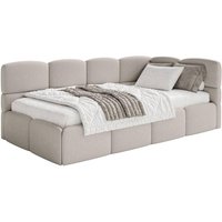 NADUVI Collection | Jugendbett inkl. Matratze Chloe rechts Bouclé 90x200 mit Staufach von NADUVI Collection