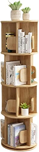 NADYE Bücherregal, 2/3/4-stöckig, drehbares Bücherregal, multifunktional, 360 Grad, Massivholz, bodenstehend, einfaches Wohnzimmer (Wood 40 * 130cm) von NADYE