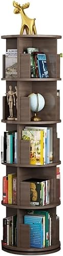 NADYE Bücherregal, Holzfarbe, 360 ° kreativ, drehbares Bücherregal, einfaches Holzregal, Boden, Multi-Store-Bücherturm (5 Layers) von NADYE