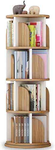 NADYE Bücherregal, kreativ, 4 Etagen, 360° drehbar, weißes Bücherregal, Aufbewahrung, Präsentationsständer, bodenstehende Regale (Brown 50 * 129cm) von NADYE