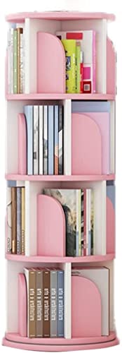 NADYE Bücherregal, kreativ, 4 Etagen, 360° drehbar, weißes Bücherregal, Aufbewahrung, Präsentationsständer, bodenstehende Regale (Pink 50 * 129cm) von NADYE